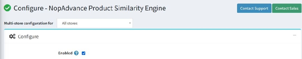 product similarity engine configuration menu